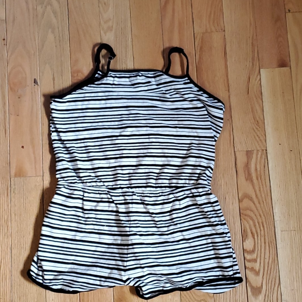 Black and white striped romper
